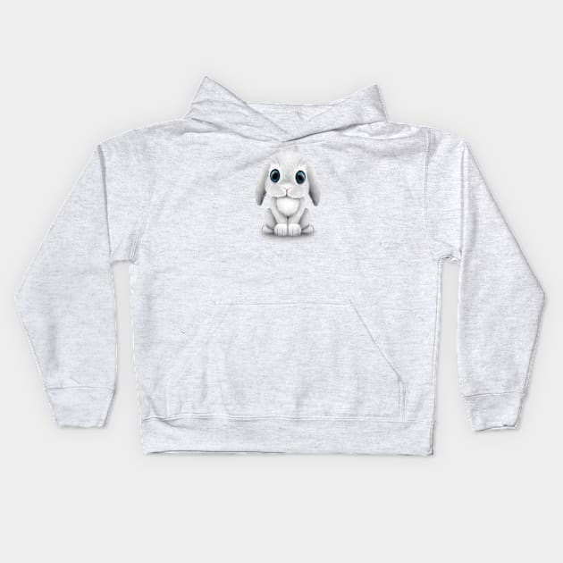 Cute White Baby Bunny Rabbit Kids Hoodie by jeffbartels